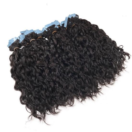 Natural wavy tape-in hair extensions bulk