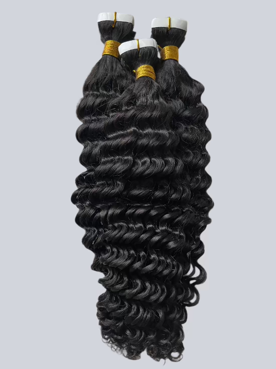 Deep wave tape in hair