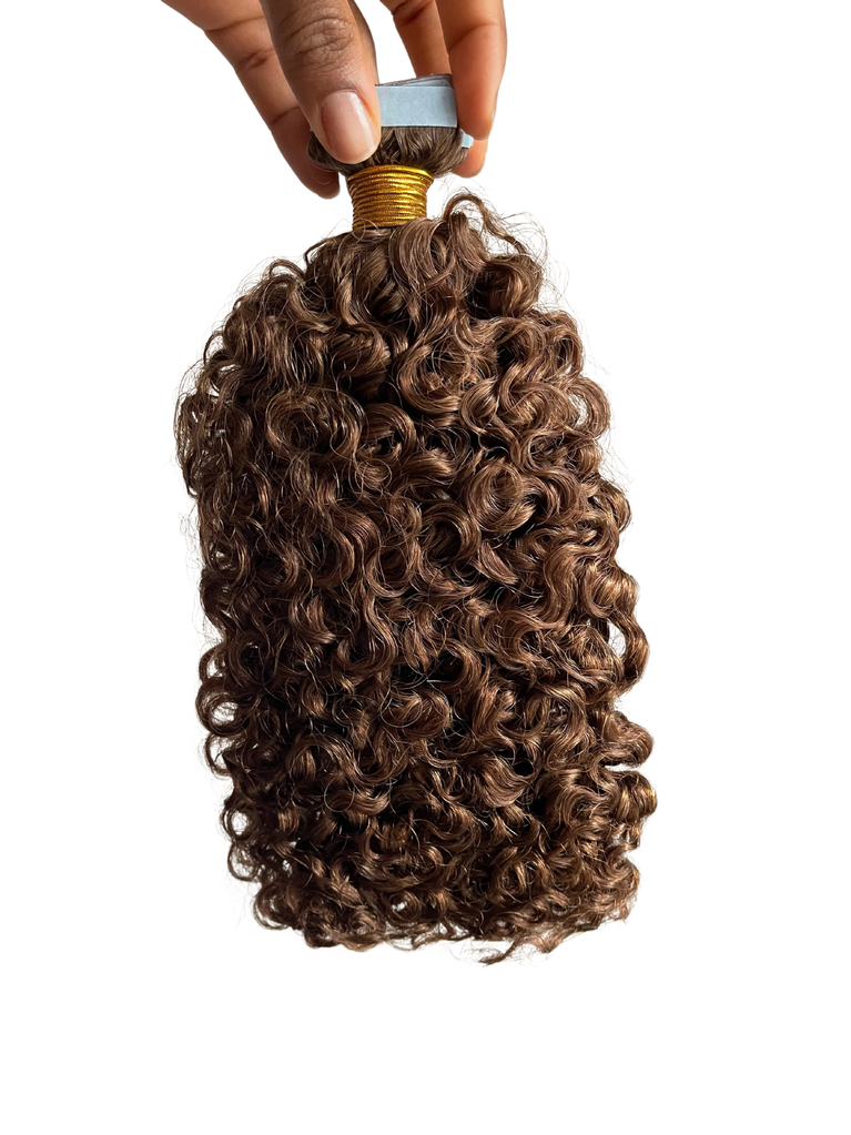 Deep Curly Tape-in Hair Extensions (Colour #4) - 20 inches (Sale)