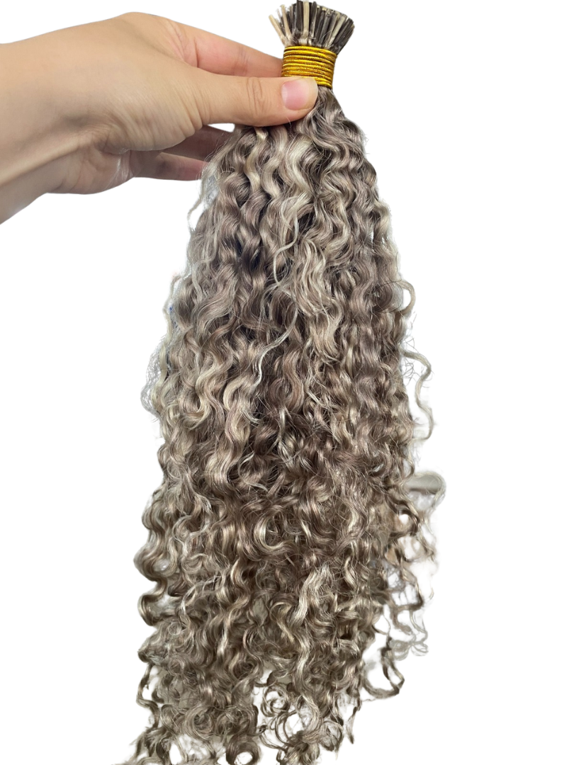 Deep Curly Micro Ring Hair Extensions (Balayage colour #18/613) - Livicor Hair