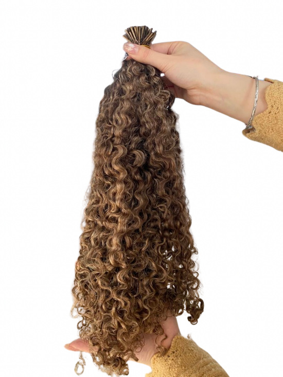 Deep Curly Micro Ring Hair Extensions (Colour #4/27) 