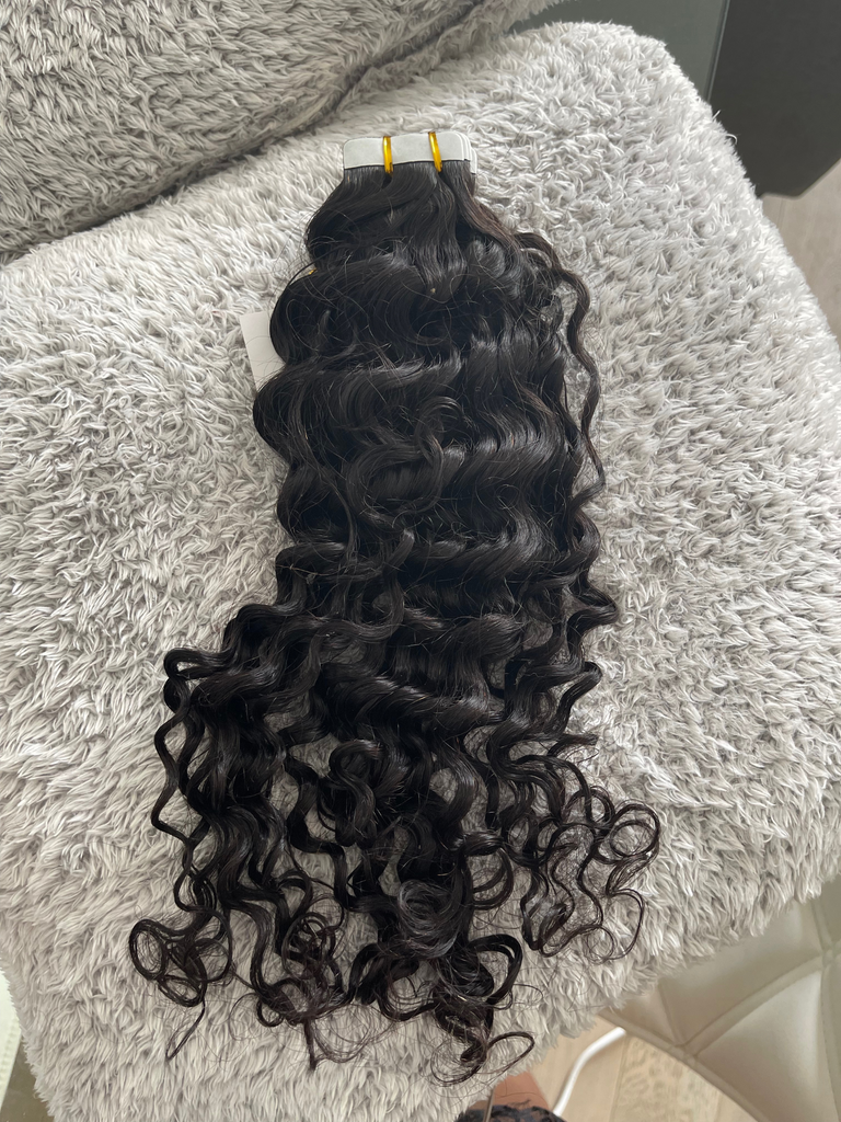 Water wave tape-in hair extensions