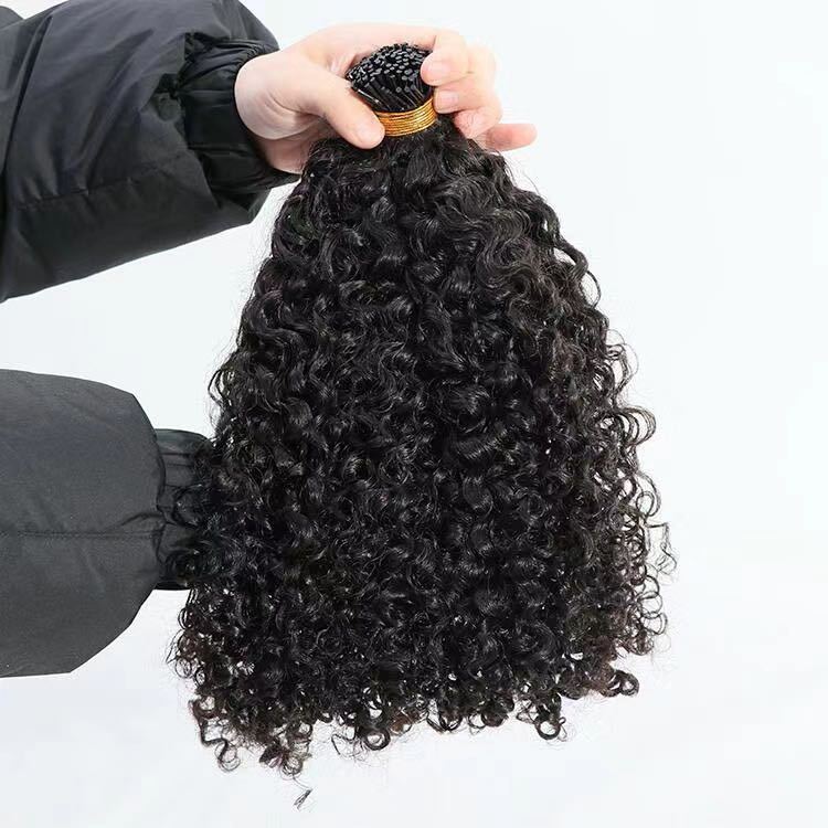Deep Curly Micro-link Hair Extensions.