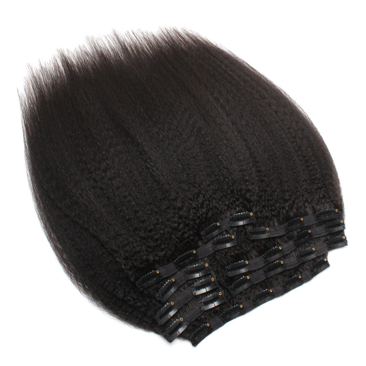 Kinky Straight Clip-in Hair Extensions.