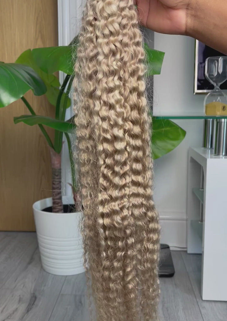 Blonde Afro Curly Micro-link Hair Extensions (#14/613)