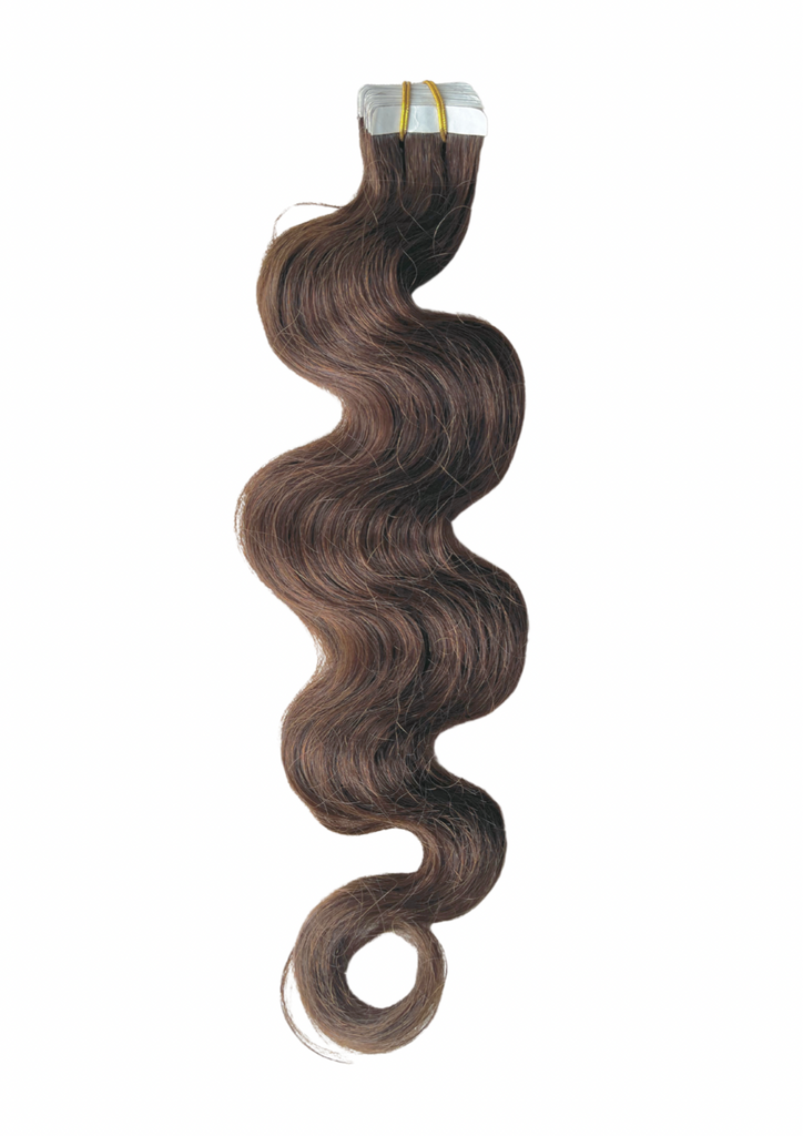 Chocolate Brown (#4) Body Wave Tape-in Hair Extensions