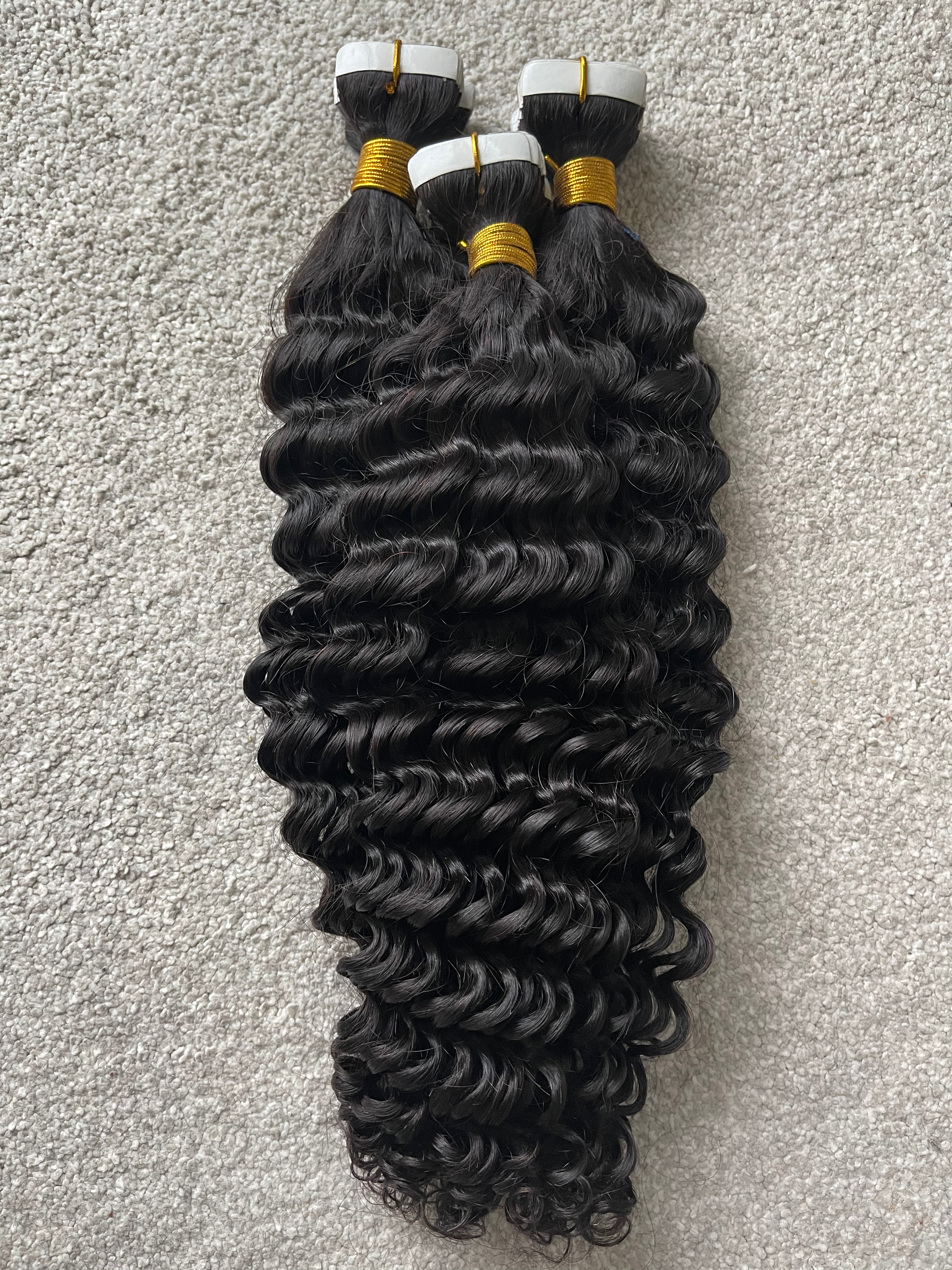 Deep wave tape in hair